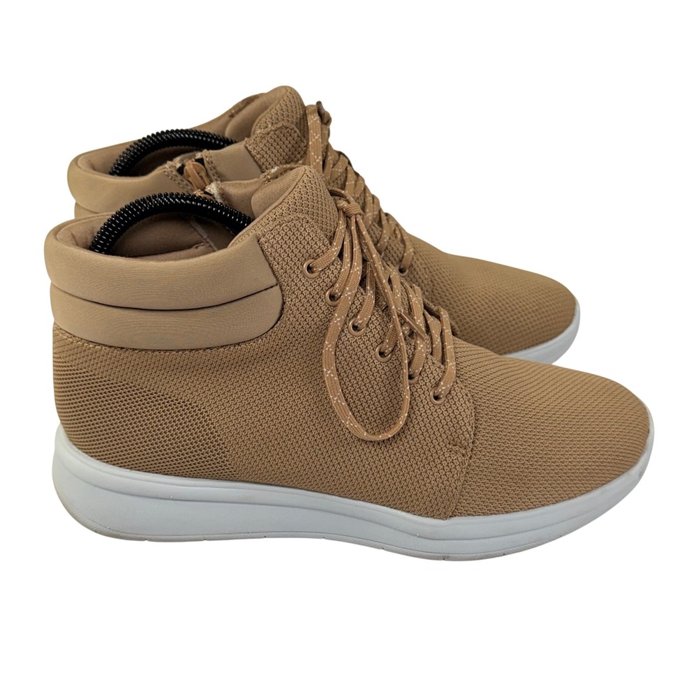 Clarks Cloudsteppers Ezera Tie Boots Womens 10W Tan Knit Ankle Comfort Casual
